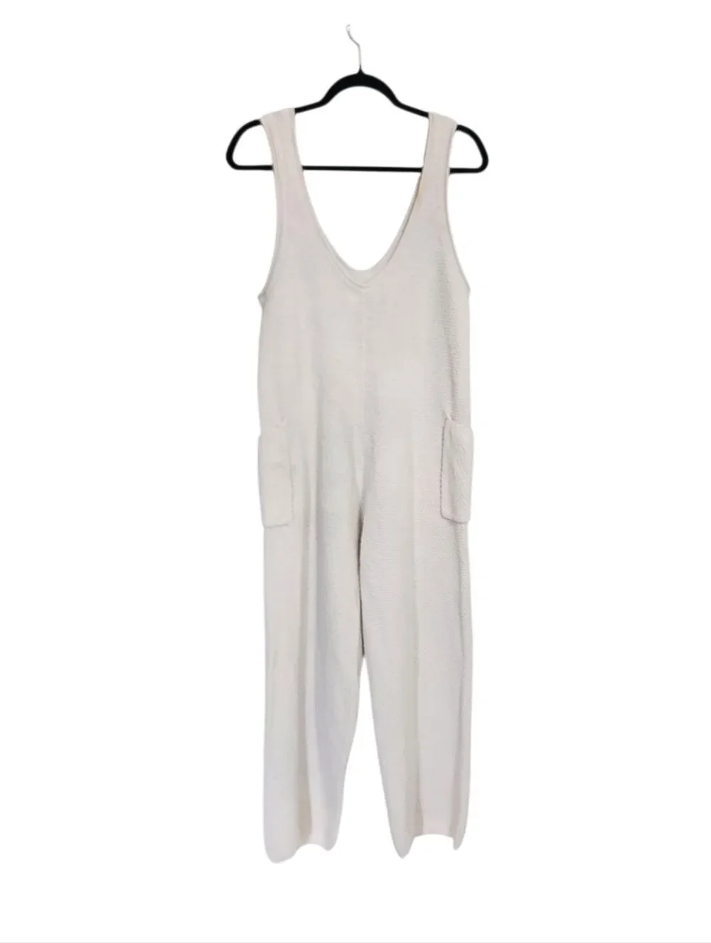 By Together Cream Crocheted Jumpsuit Overalls S Cotton Granola Indie Minimalist